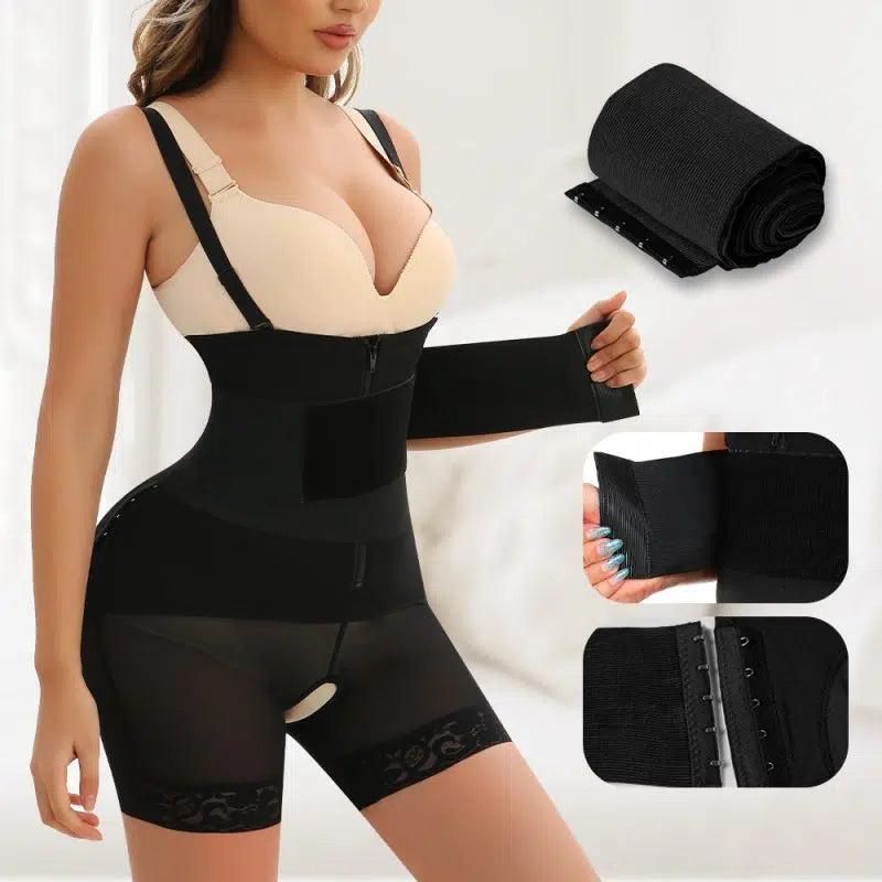 Tummy Double Compression High Waisted Open Crotch Body Shaping Shorts