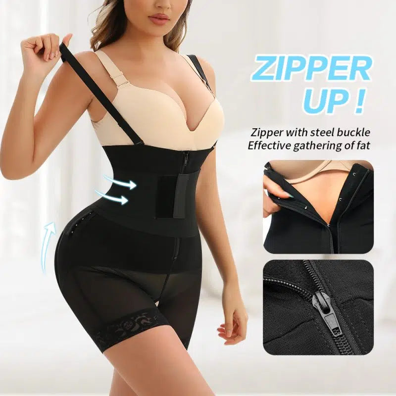 Tummy Double Compression High Waisted Open Crotch Body Shaping Shorts