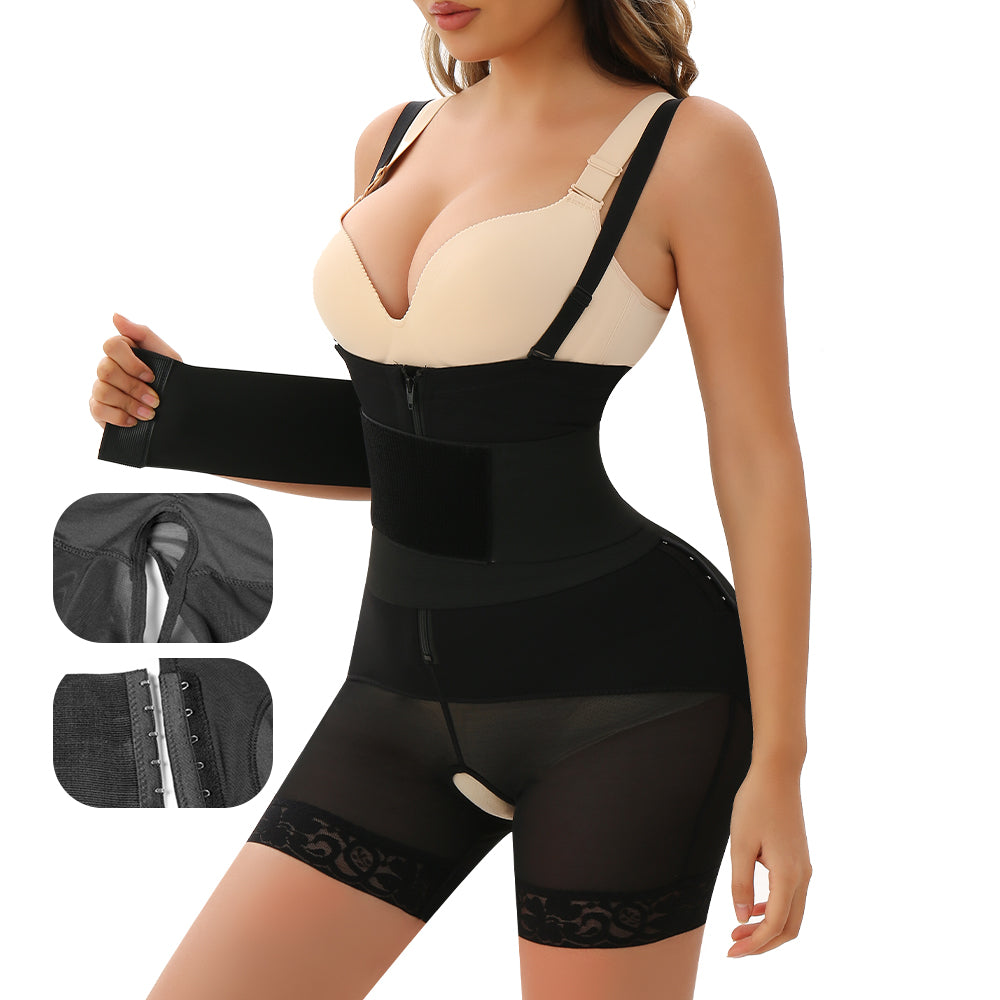 Tummy Double Compression High Waisted Open Crotch Body Shaping Shorts