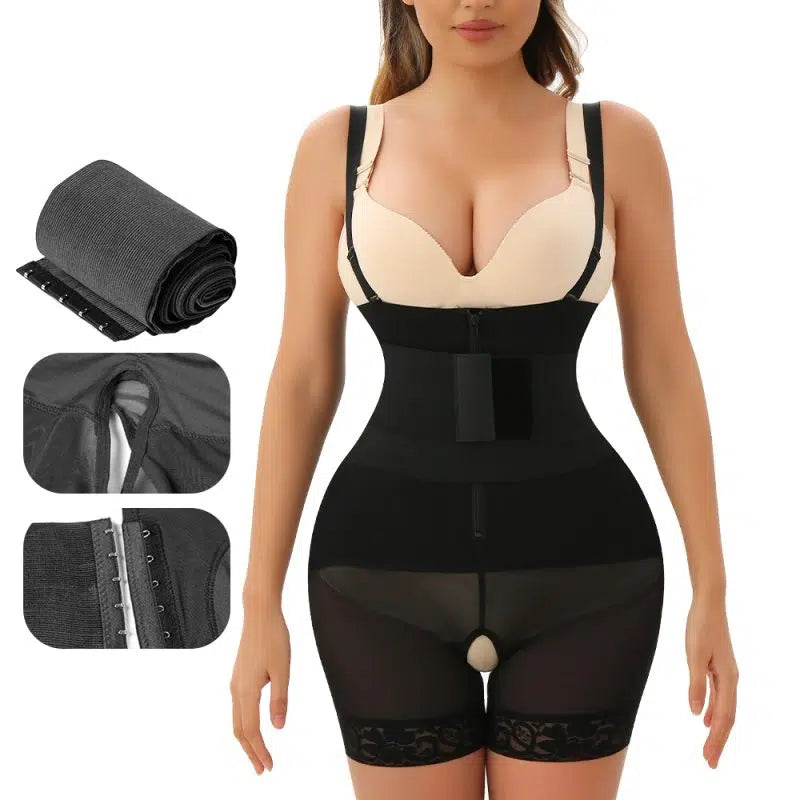 Tummy Double Compression High Waisted Open Crotch Body Shaping Shorts
