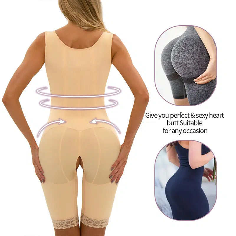 Open Chest Full Body Shaper Shorts With Front Hooks