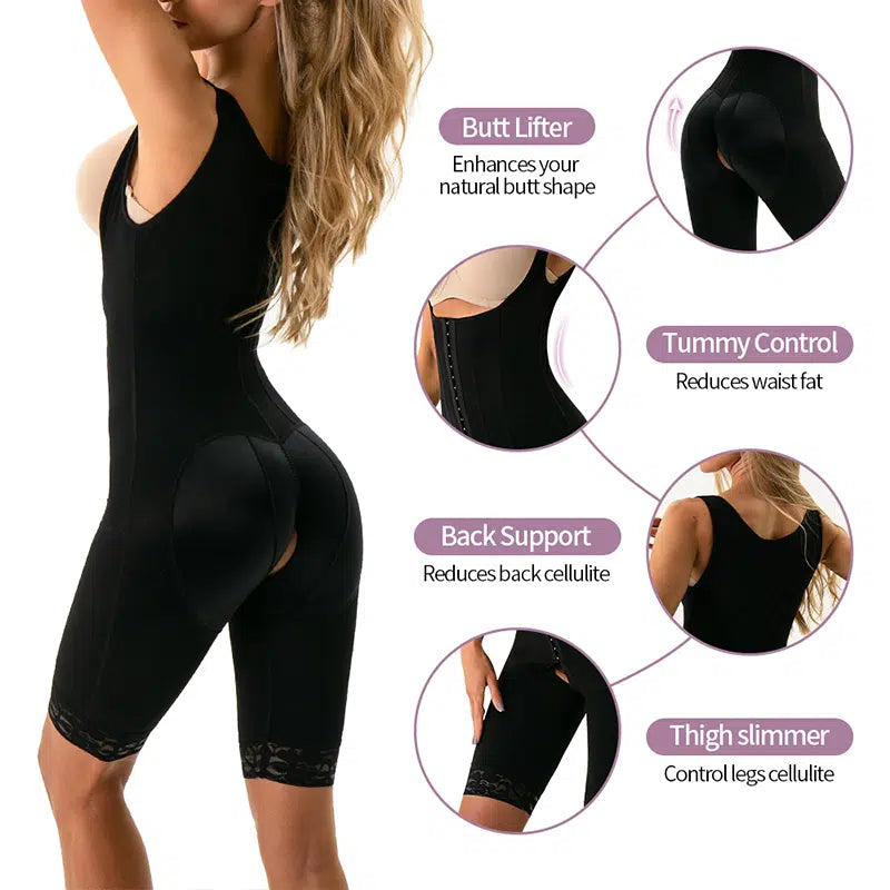 Open Chest Full Body Shaper Shorts With Front Hooks