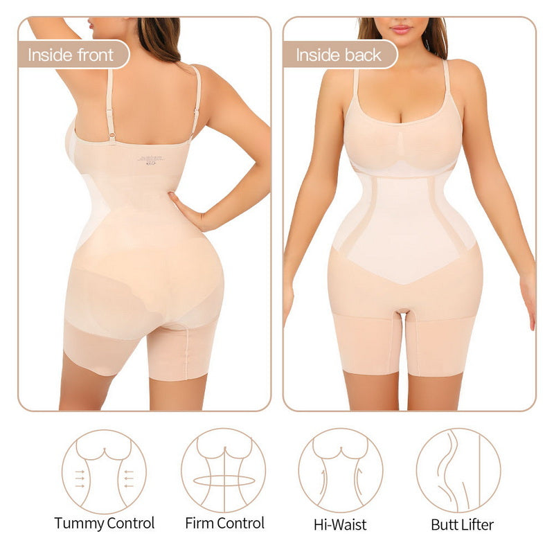 Seamless Tummy Control Bodysuit with Open Crotch