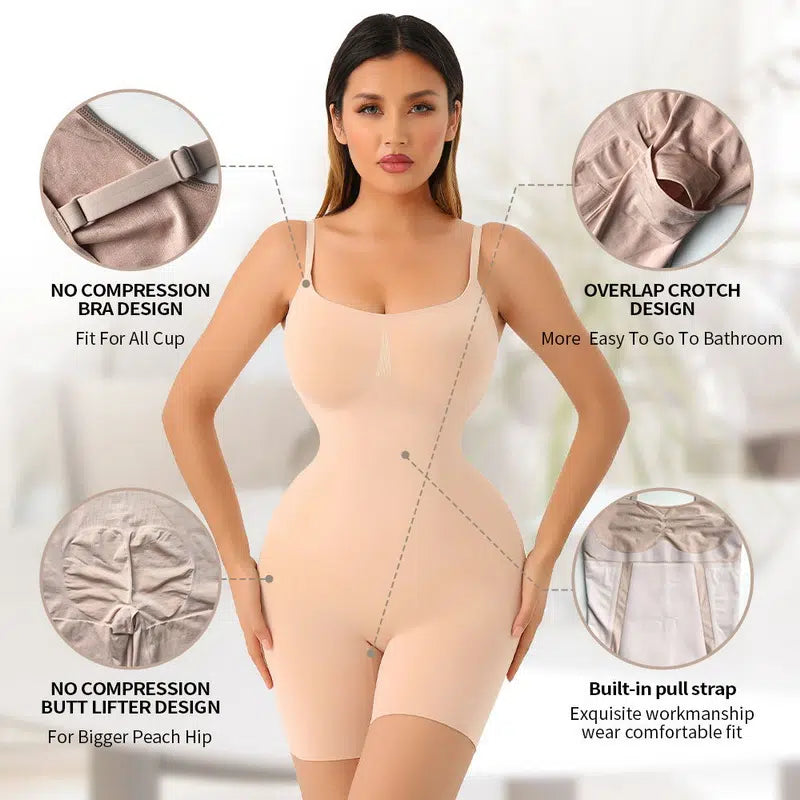 Seamless Tummy Control Bodysuit with Open Crotch