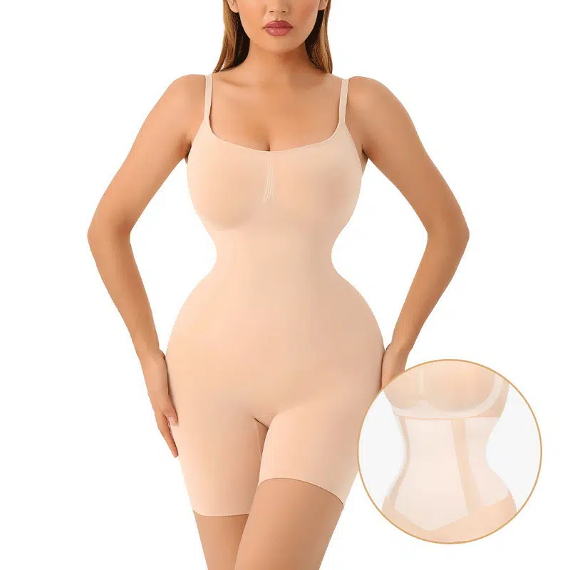 Seamless Tummy Control Bodysuit with Open Crotch