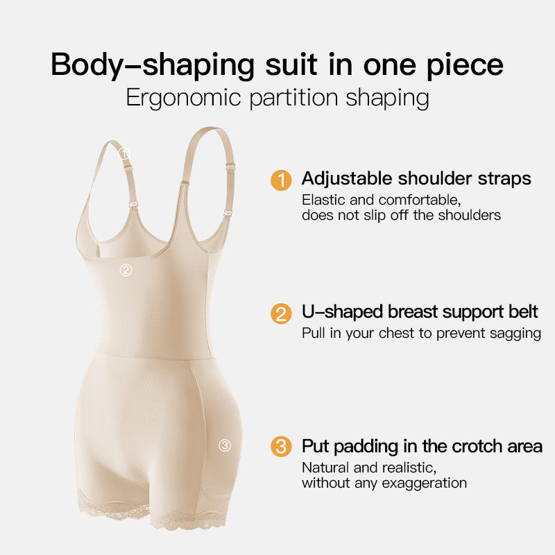 Plus Size Butt Lifting Bodysuit with 3D Padded Hips