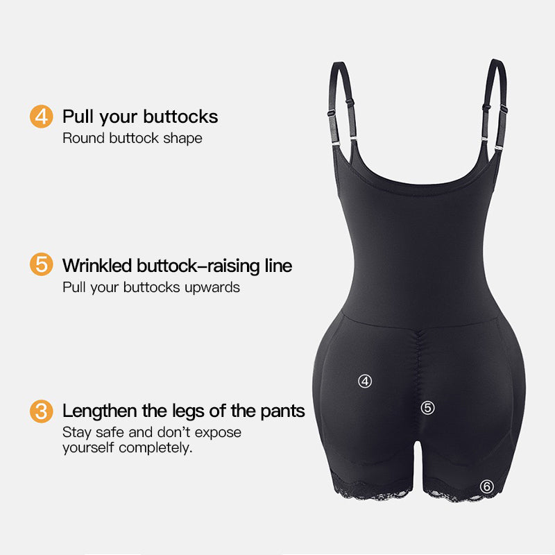 Plus Size Butt Lifting Bodysuit with 3D Padded Hips