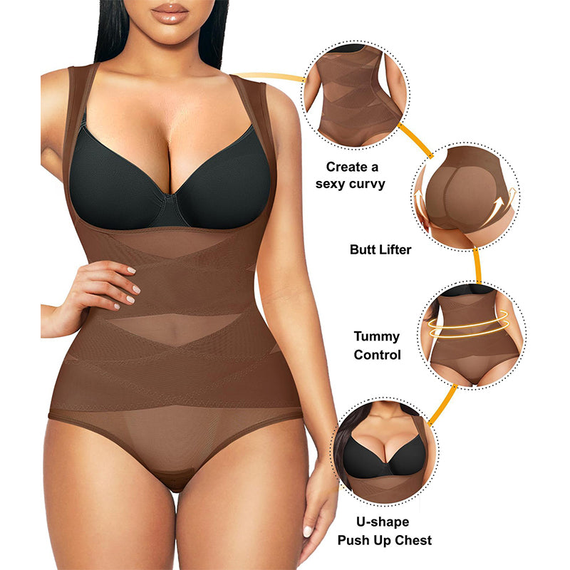 Plus Size Summer Breathable Cross Shapewear Bodysuit